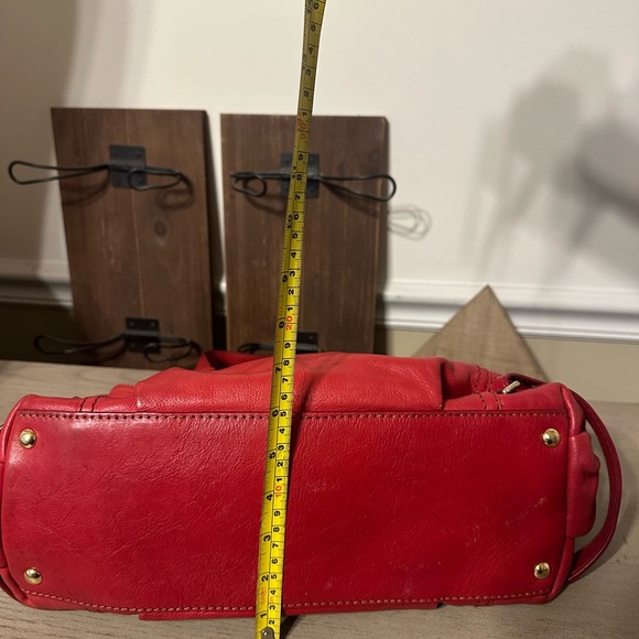 Michael Kors Cherry Red Shoulder Bag Gold Accent features - Picture 11 of 12